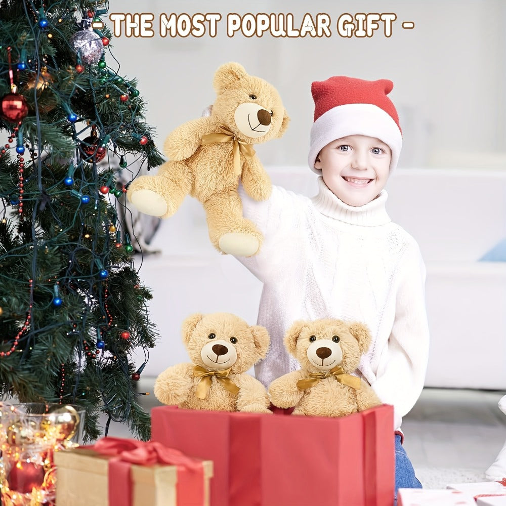 Small Khaki Teddy Bears, Set of 8 for Party Favors and Events