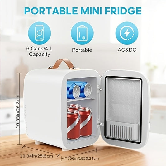 Mini Car Fridge, 4L Cooler and Warmer with 120V AC & 12V DC Power, Red or White
