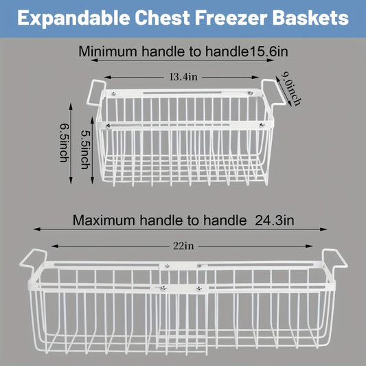 Chest Freezer Organizer Baskets, Expandable 15.6–24.3-Inch Hanging Wire Bins, 2-Pack