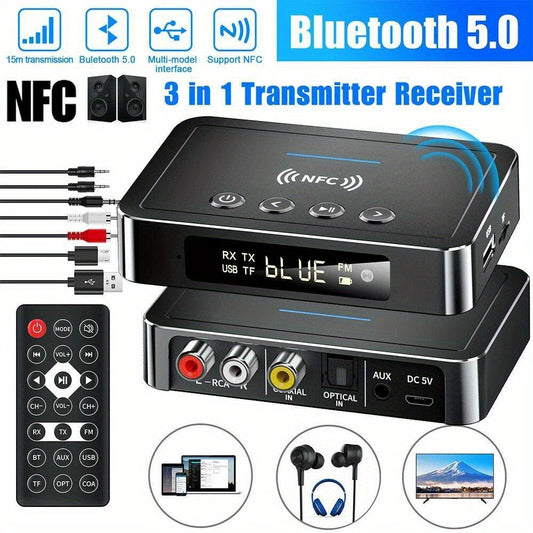 Bluetooth Transmitter & Receiver 2-in-1 Audio Adapter with 3.5mm AUX, NFC & Dual RCA