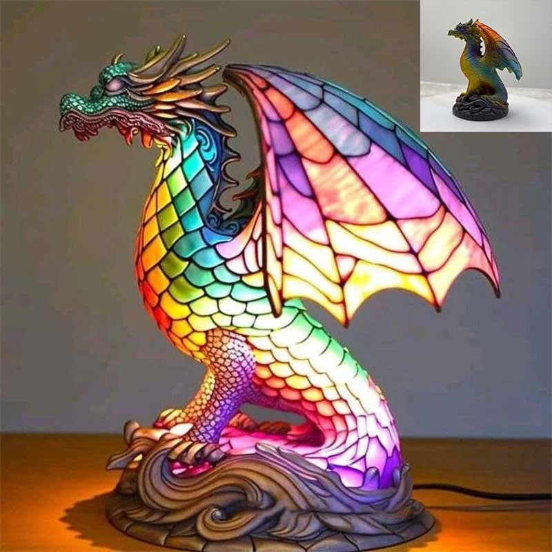 3D Resin Animal Night Light – Bohemian Vintage Dragon, Owl & Sea Turtle Stained Desk Lamp for Bedroom, Home Decor, Birthday & Christmas Gift (Dragon / Owl / Sea Turtle)