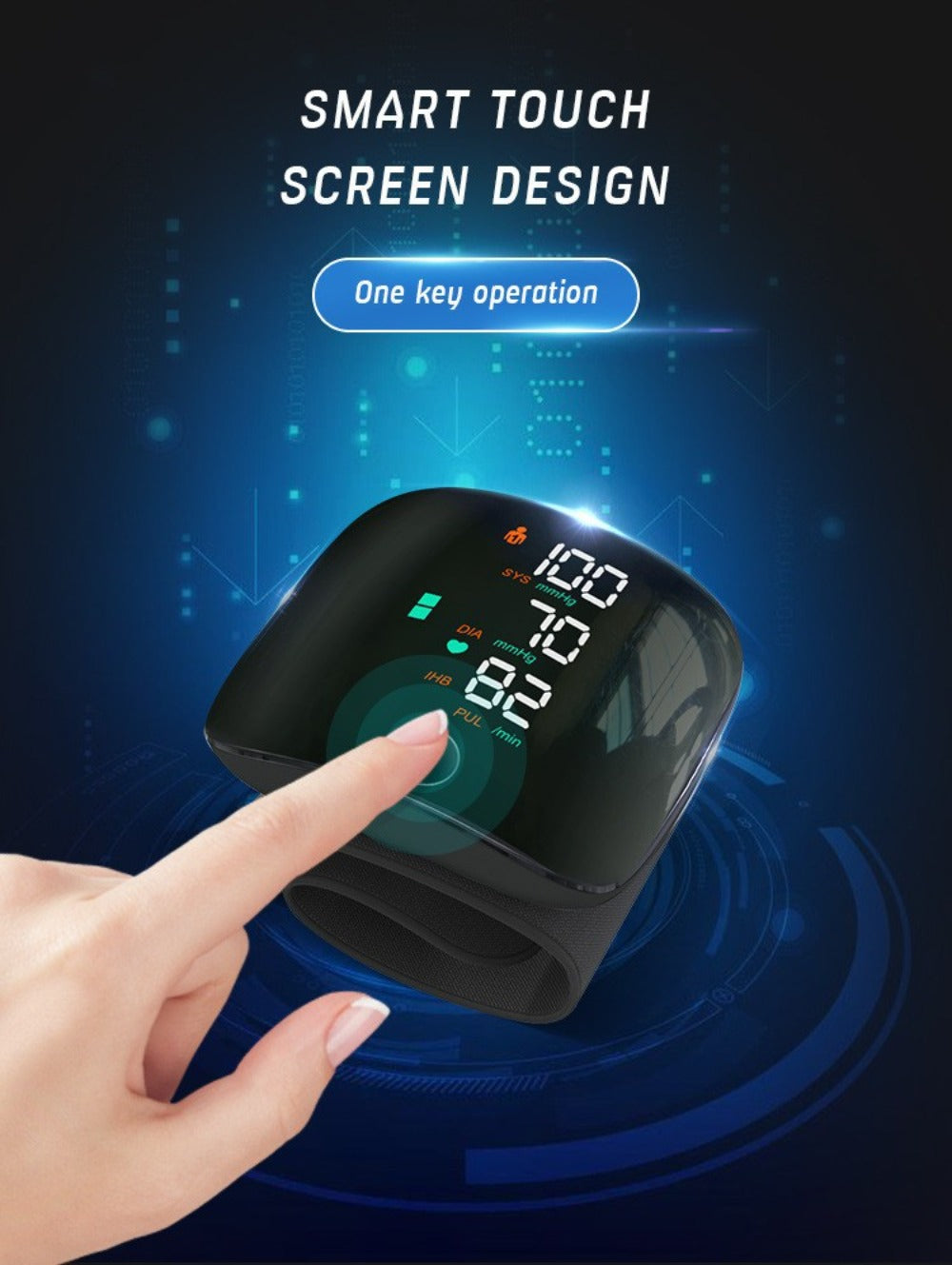 Wrist Blood Pressure Monitor with Large LCD Display – Portable Digital BP Machine with Adjustable Cuff, Pulse Rate Detection & One-Button Operation for Home Use