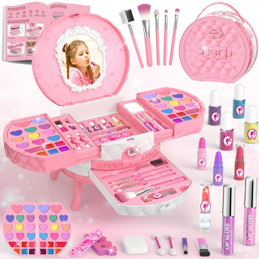 Girls' Pretend Makeup Vanity Set with Dressing Table & Mirror