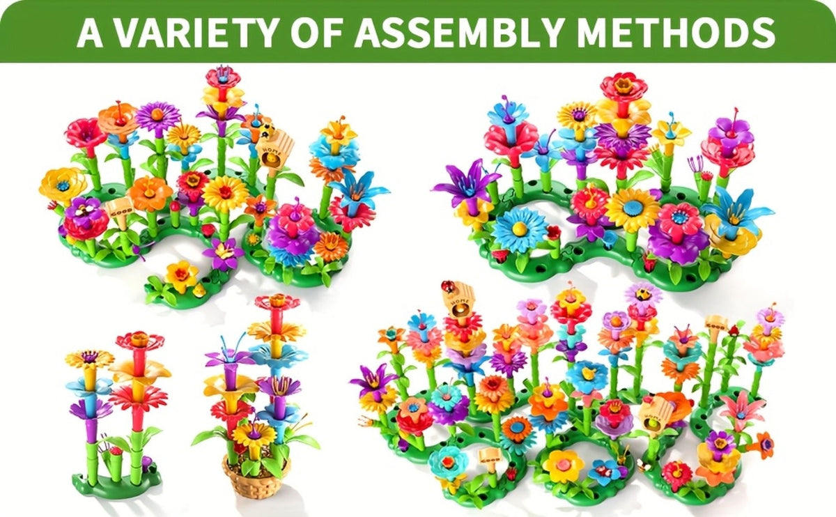 Flower Garden Building Toy Set, 235 Pieces, Floral Brick Construction Play for Kids Ages 3+