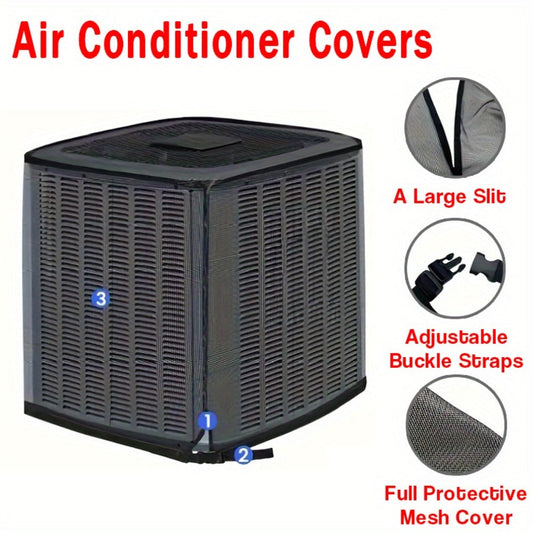 Outdoor AC Unit Cover with Mesh Vents and Adjustable Buckle Straps, XS, M or L