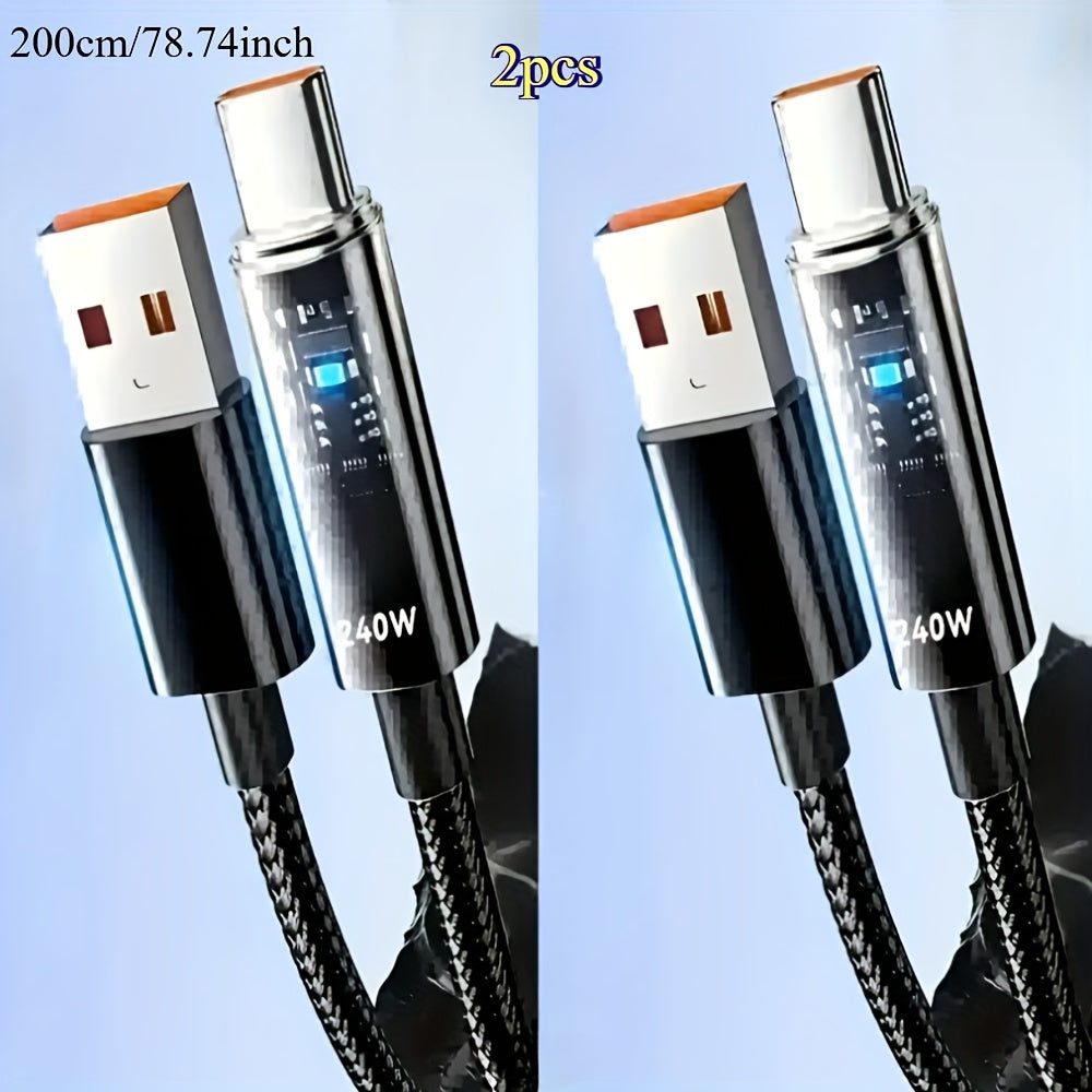 240W USB-A to USB-C Fast Charging Cable Digital Display, Super Fast Charger Cord Compatible with iPhone 15 16, Samsung Galaxy S25 S24, iPad, MacBook, Android Phones & All Type-C Devices