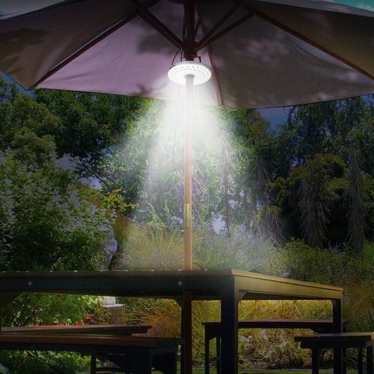 Patio Umbrella Light, 48 LEDs with 3 Brightness Modes and Hanging Hook, Battery Powered