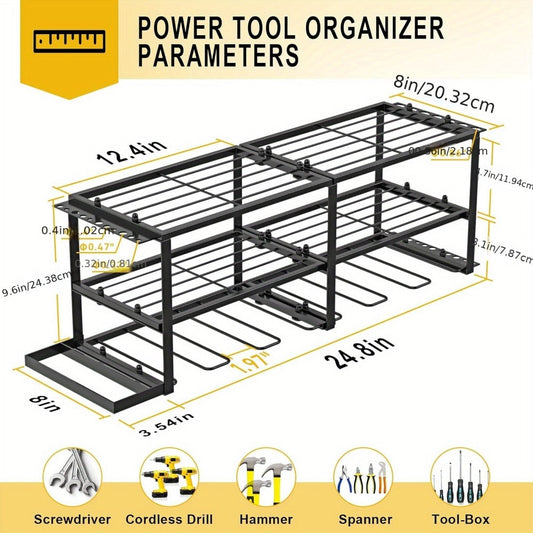 Wall-Mounted Drill Holder & Tool Storage Rack for Garage and Workshop