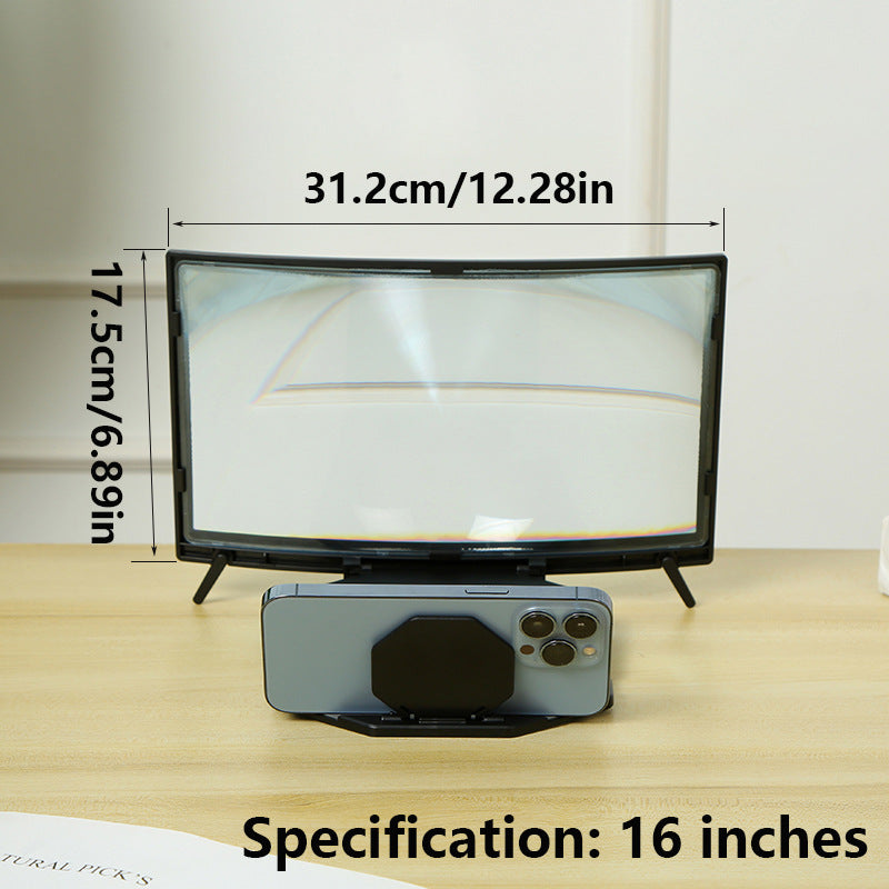 Phone Screen Magnifier 14 or 16 Inch Curved Foldable Stand – Choose HD or Standard Definition Wide Angle Eye Protection Smartphone Amplifier for Movies Gaming Video Calls, Universal iPhone Android Gift