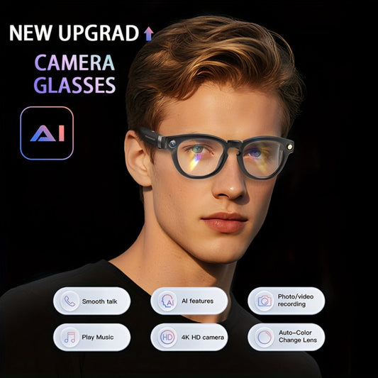 Smart Glasses with 4K Camera, 16GB Storage, AI Translation and Bluetooth Audio