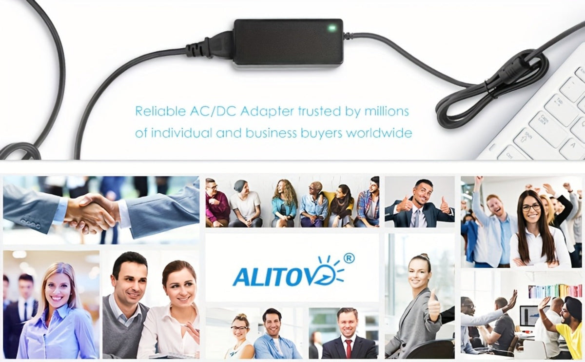 Universal DC Power Adapter 19V 3.42A 65W – ALITOVE Laptop Charger & Monitor Power Supply with 9 Interchangeable Tips, Multi-Device Compatible for Laptops, Monitors, Audio Equipment