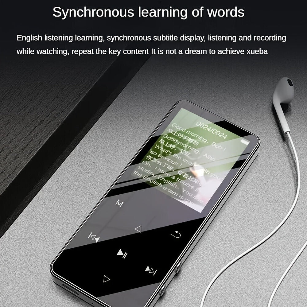 Bluetooth 5.0 MP3 Player with 128GB Support, Touch Screen, FM Radio, Lossless HiFi Music, 24-Hour Playback, Aluminum Alloy Body, Ideal for Running Sports Gym Workout Commute