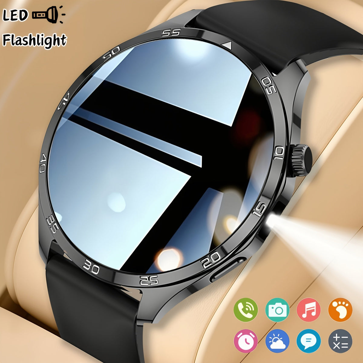 Unisex Smart Watch with Wireless Calling & Remote Camera Control, Fitness Tracker Multiple Sports Modes, Heart Rate Sleep Step Counter, USB Charging Silicone Strap, Compatible with iPhone & Android – Gift Smart Watch for Men Women