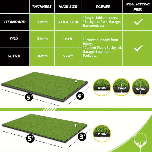 Golf Hitting Mat Set with Artificial Turf, EVA Base, 9 Balls and Tees