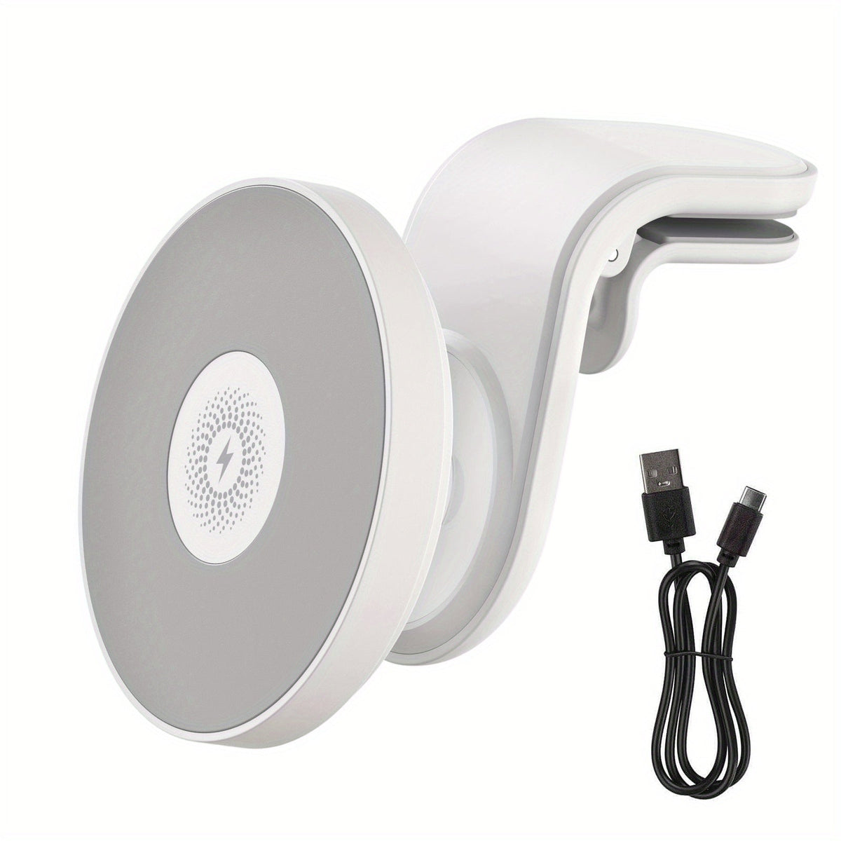 Magnetic Car Mount Wireless Charger 15W Fast Charging 360° Rotation Dashboard Phone Holder for iPhone 17 Air 16 15 14 13 12 Pro Max, Samsung Galaxy S24 S23 Android – Black White