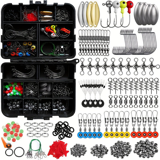 Fishing Tackle Kit with Hooks, Jigs & Swivels, 142-, 206- or 318-Piece Options