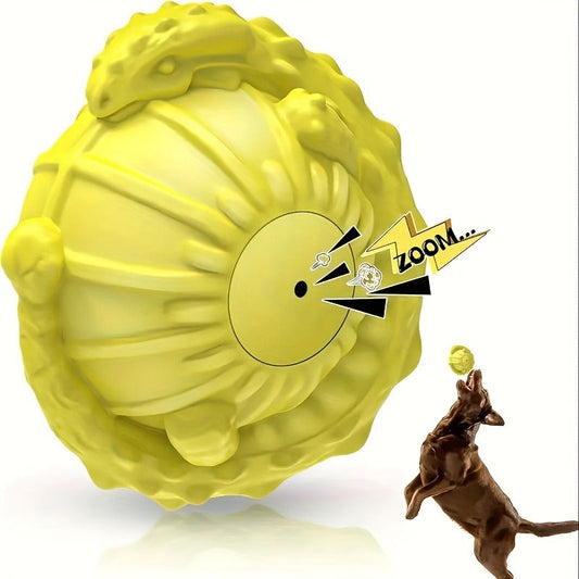 Squeaky Floating Rubber Dog Ball in Yellow for Interactive Fetch and Water Play