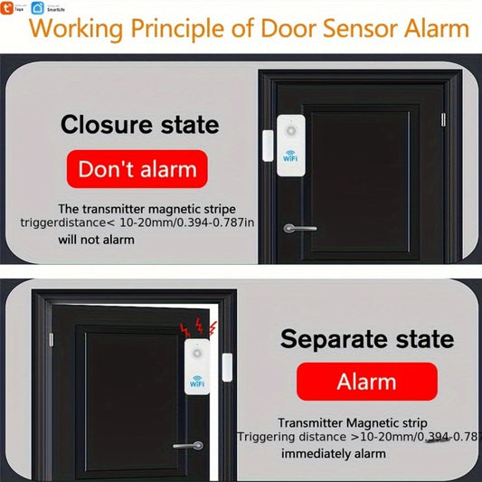 Wi-Fi Door and Window Sensors, 4-Pack with Tuya App Alerts, No Hub Required