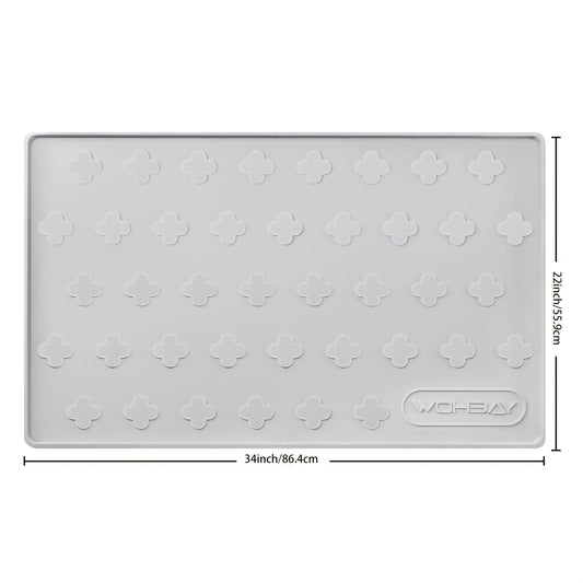Silicone Cat Litter Mat, 34 × 22 Inch with Raised Edges and Non-Slip Base