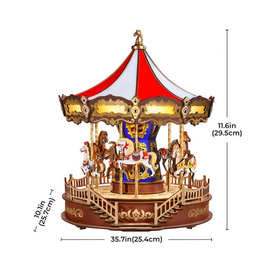 Rolife Carousel Music Box Kit, DIY 3D Wooden Model