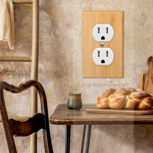Bamboo Wood Outlet Wall Plates, Set of 10, 4.5 x 2.76-Inch Duplex Covers