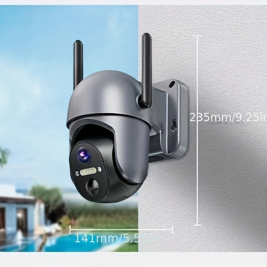 Solar-Powered Outdoor Security Camera with Dual Lenses, PTZ and V380 App