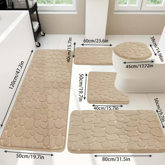 Memory Foam Bathroom Rug Set with Washable Bath Mats, 3- or 5-Piece Options