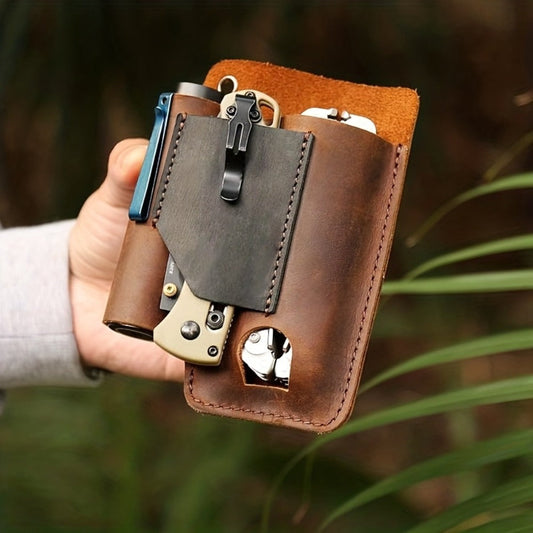 Multitool Belt Holster with Clip and Loop, Flashlight Pocket and Pen Slot