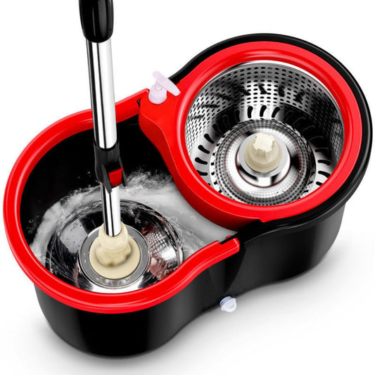 Spin Mop and Bucket with Wringer, Stainless Steel Handle, Set and Refill Options