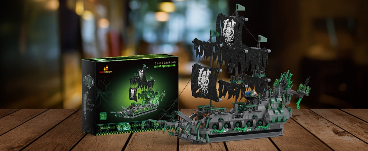 Pirate Ship Building Blocks, Flying Dutchman Ghost Ship Model 40001 with LED Lights
