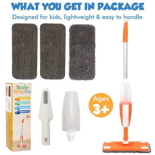 Kids Spray Mop Cleaning Toy Set with Water Sprayer & Washable Pad