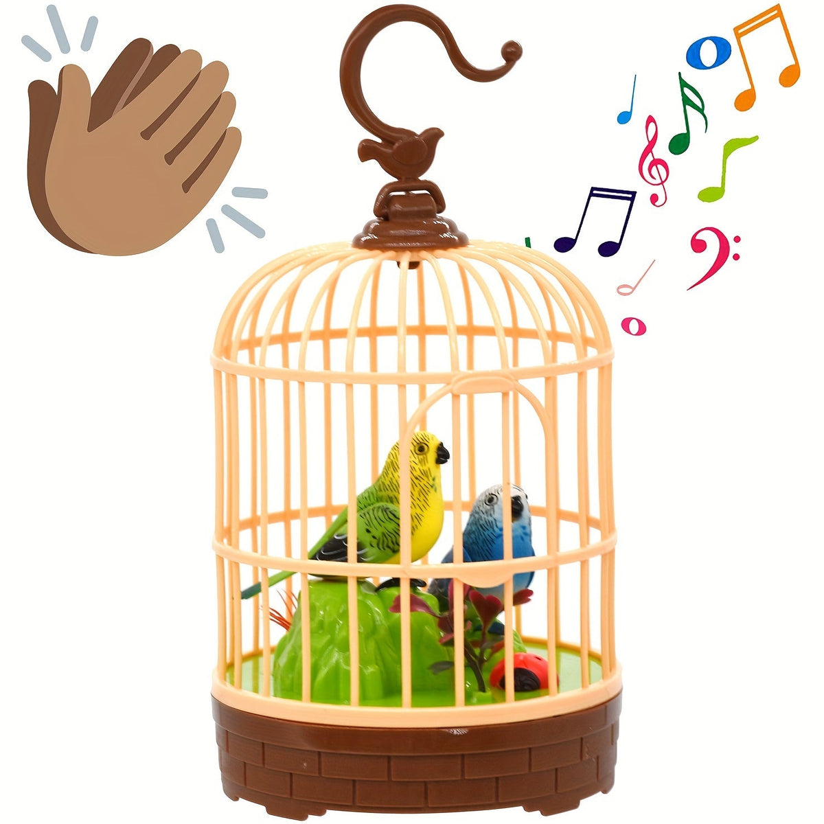 Mini Voice-Activated Birdcage Toy – Chirping & Wing-Fluttering Parrot, Interactive Sound-Responsive Animal Toy, Battery Powered, Birthday Christmas Gift for Kids Boys Girls