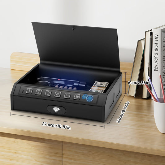 Biometric Gun Safe with Fingerprint, PIN and Key Access, Interior LED Light