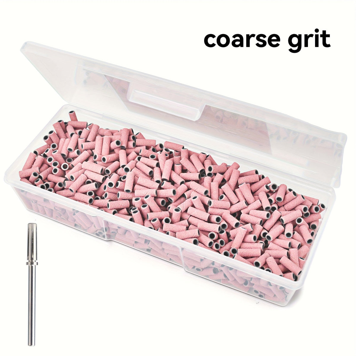 Nail Sanding Bands 1000 Pack with Mandrel Bit – Coarse Medium Fine Grit 3mm Nail Drill Bits for Acrylic Removal, Natural Nail Filing & Smoothing – Professional Manicure Pedicure Salon Nail Care Tools