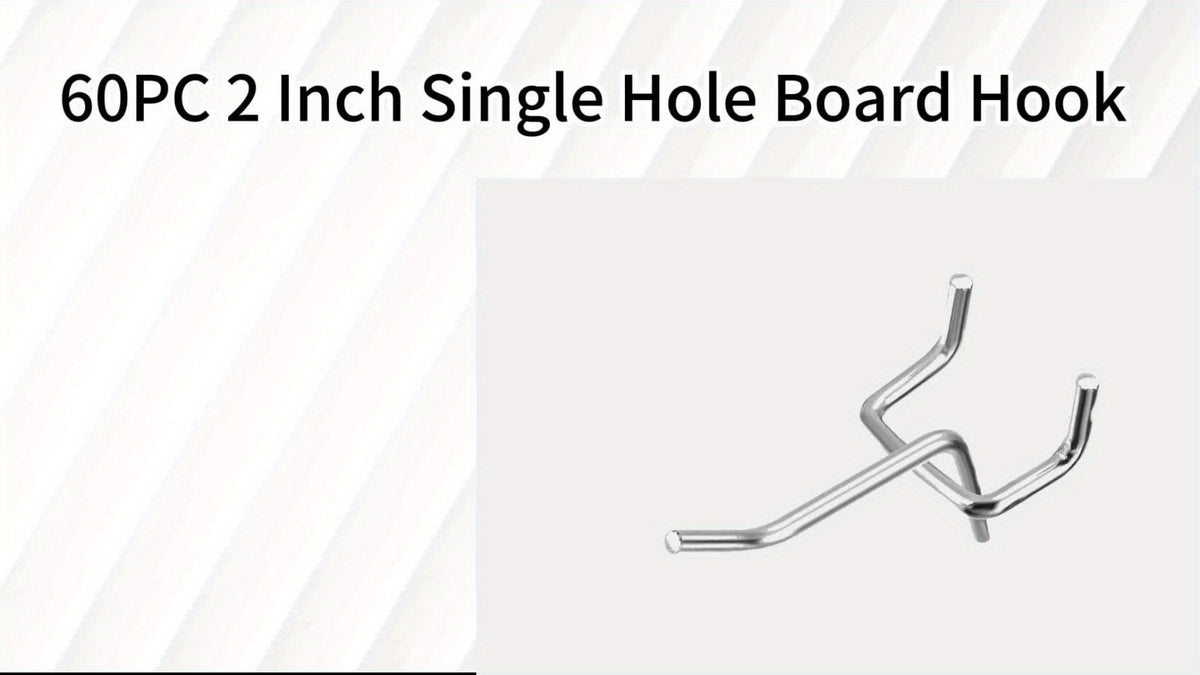 Pegboard Hooks 60pcs Stainless Steel 2 Inch Single Hole – 1-Inch Spacing Board Hooks for Tool Organization in Garage Workshop Warehouse Garden & Storage