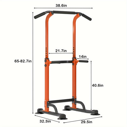 Power Tower Pull-Up and Dip Station with 10 Height Levels and H-Shaped Steel Base