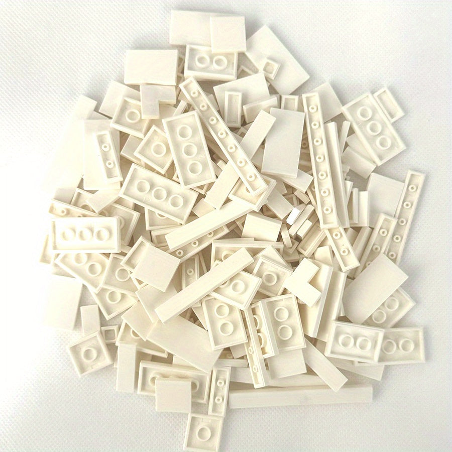 Bulk Smooth Flat Tile Building Blocks, Approx. 150 Pieces, 1x1 1x2 & 1x6