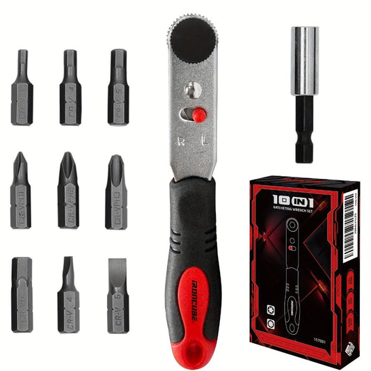 Right Angle Ratchet Screwdriver Set with Magnetic Bits, 10-in-1 or 16-in-1
