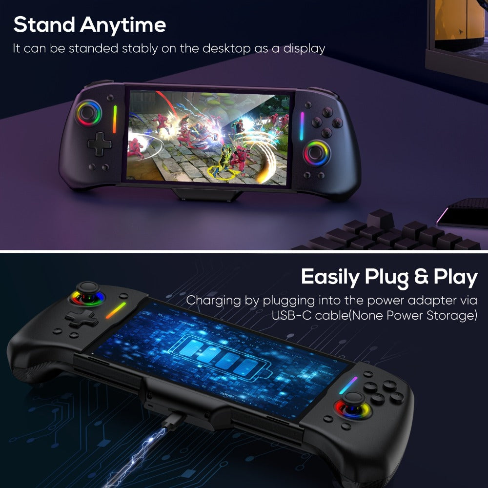 Nintendo Switch Pro Controller RGB One-Piece – Compatible with Switch & Switch OLED, Dual Motor Vibration, Adjustable TURBO, Handheld Mode, Wireless Gaming Controller for Nintendo Switch