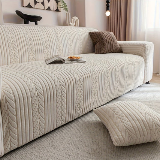Sofa Cover with Zigzag Texture, Washable Stretch Slipcover in 1–4 Seat Sizes