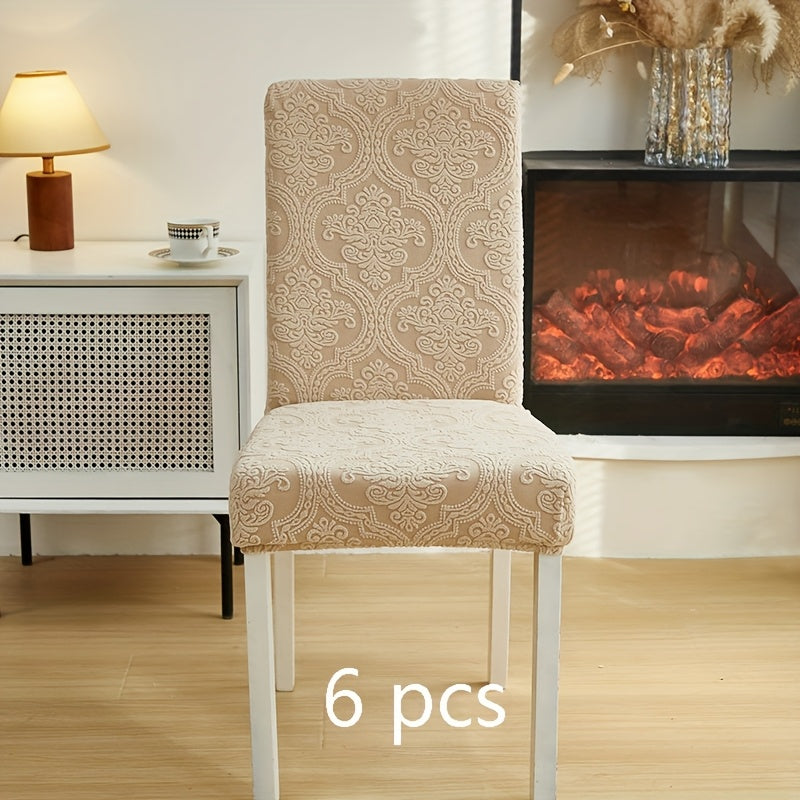 Dining Chair Covers Stretch Velvet Washable Removable Slipcovers Set of 4 or 6 for Kitchen Home Hotel Banquet — Elastic Band Silver Fox Velvet 200GSM