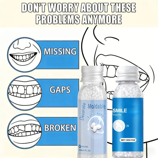 Moldable Fake Teeth Kit for Adults, Temporary Cosmetic Tooth Filling for Gaps & Costume Smiles, Unisex
