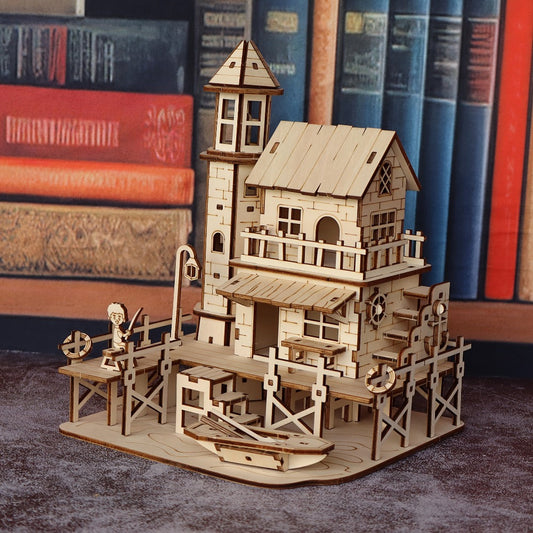 3D Wooden Model Kit, Choose Fisherman's Hut, Treehouse or Cowboy Bar
