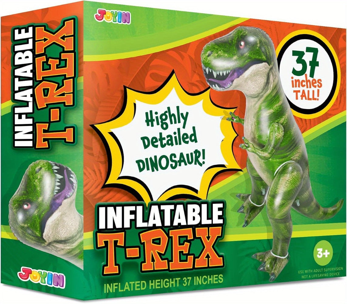 Giant Inflatable T-Rex Dinosaur 37 Inch – Tyrannosaurus Rex Blow Up Toy ASTM Safe Self-Standing, Birthday Party Decoration Photo Prop Gift for Kids Adults Christmas Holiday