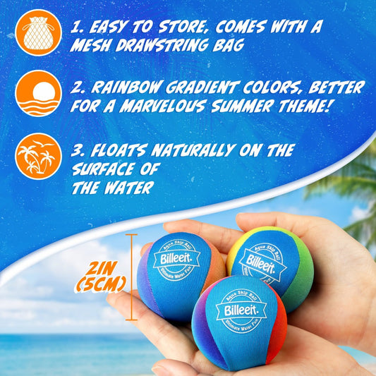 Water Bouncing Balls, Set of 5 with Mesh Bag for Pool and Beach Games