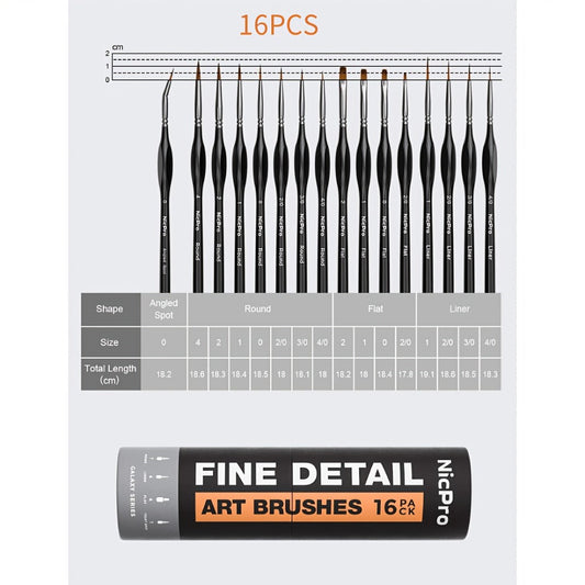 Miniature Paint Brush Set, 16 & 24 Piece Fine Detail Kit with Brush Holder & Carry Bag
