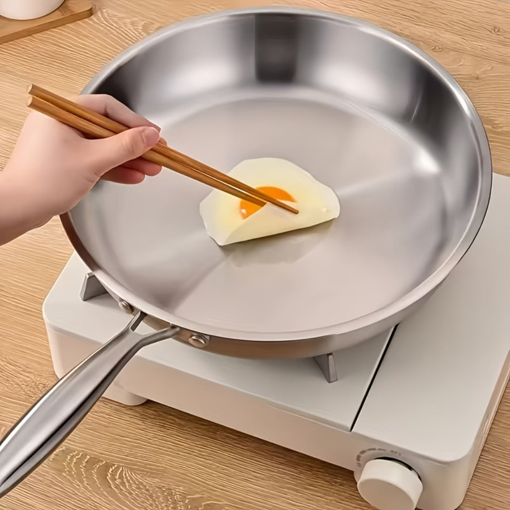 304 Stainless Steel Frying Pan 11 Inch Triply Base – Ergonomic Handle Even Heat Distribution Dishwasher Safe | Induction Compatible Professional Restaurant Grade Skillet 26cm Kitchen Cookware