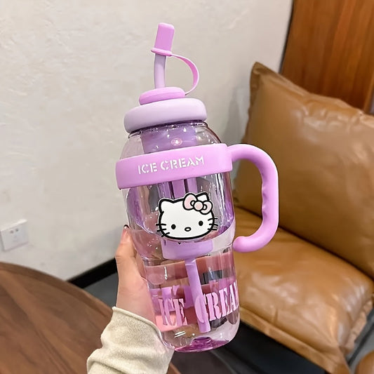 PPSU Straw Water Bottle with Hello Kitty Design and Easy-Carry Handle