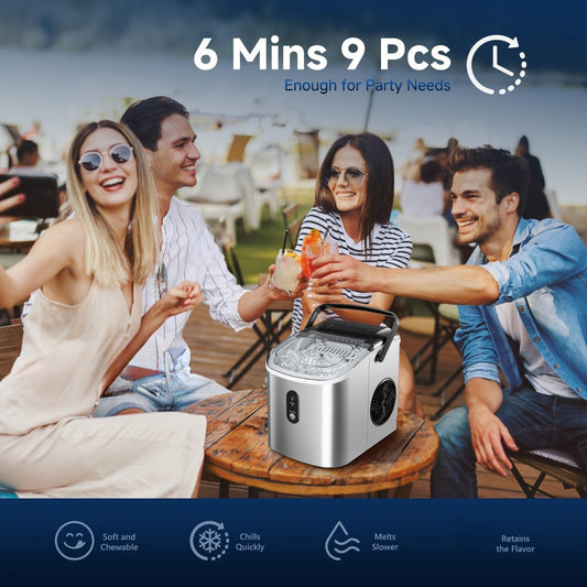 Countertop Bullet Ice Maker with Self-Cleaning, 26-29 lbs Daily Output