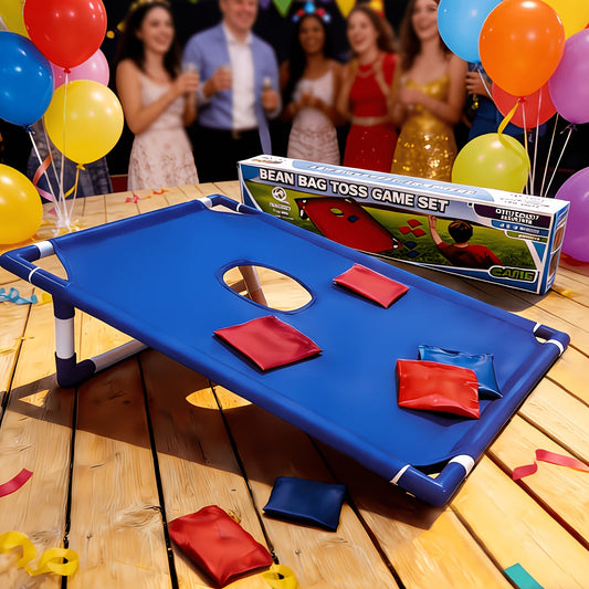 Cornhole Bean Bag Set with 6 Bags, Carry Bag & Gift Box, Blue or Red